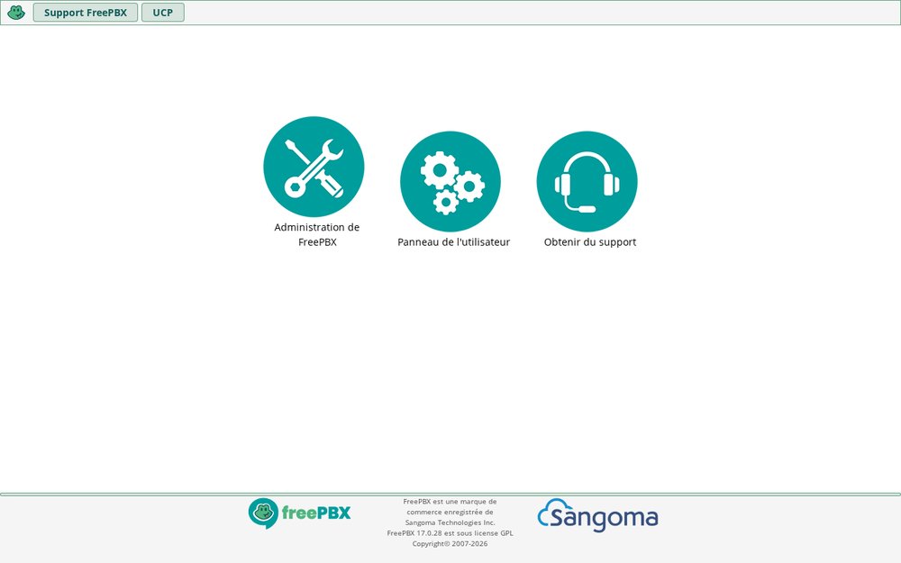 Interface FreePBX — instance hébergée par Domite